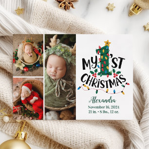 3 Photo Julgran Ljus Första jul Julkort