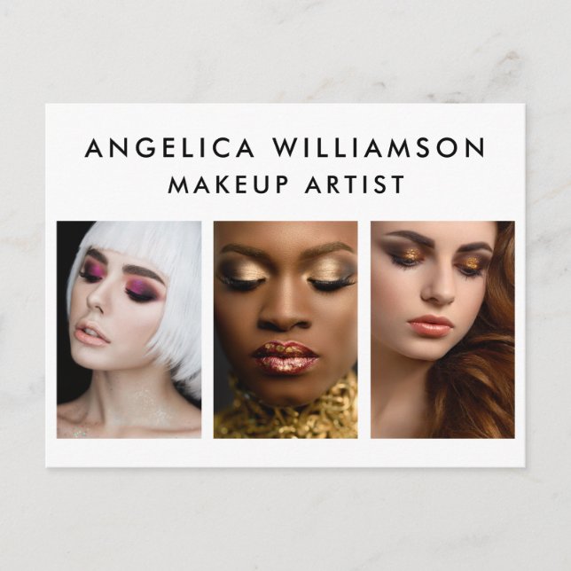 3 Photo Makeup Artist Business Vykort (Framsida)