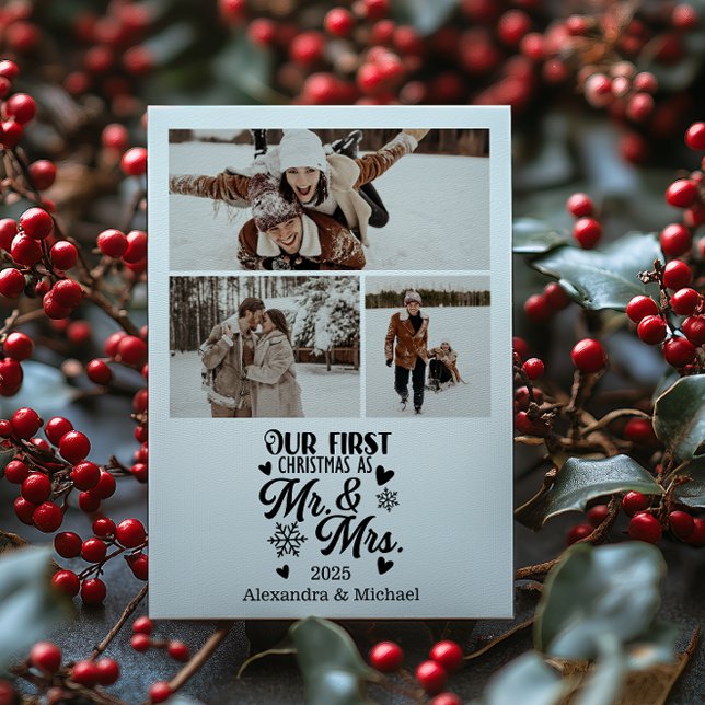 3 Photo Minimalistic Snowflakes Christmas Mr and M Julkort (Skapare uppladdad)