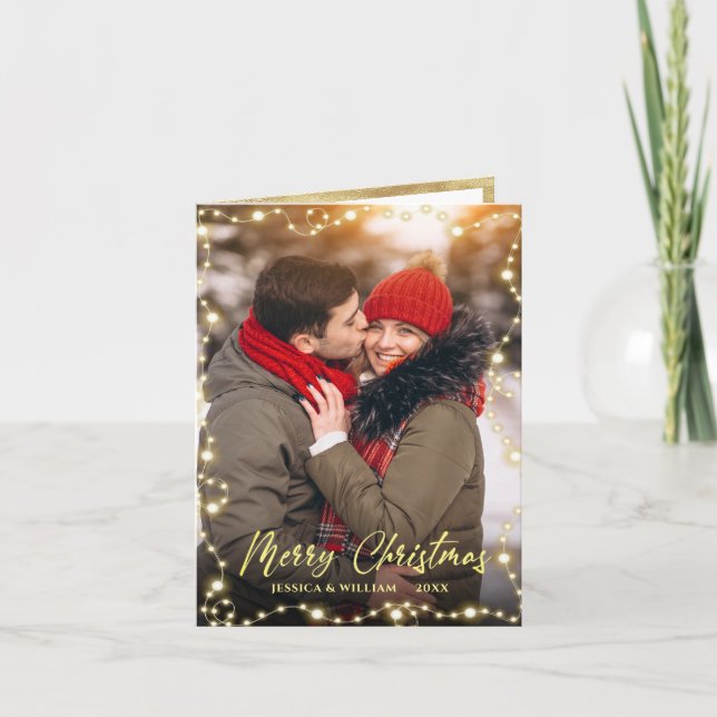 3 PHOTO Modern Julström Light Hälsning Helgkort (Framsida)