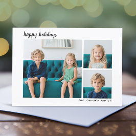 3 Photo Modern Minimal Script - svart Julkort