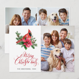 3 PHOTO Poinsettia Red Kardinal jul Hälsning Julkort