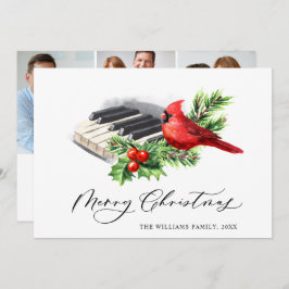 3 PHOTO Red Cardinal Holly Berry jul Julkort