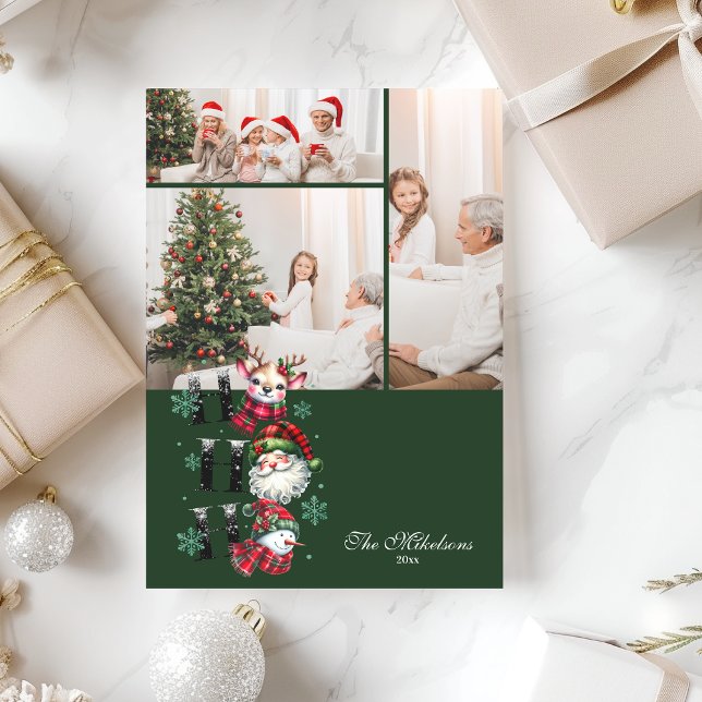 3 Photo Retro Santa & Friends God jul Julkort (Skapare uppladdad)