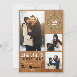 3 Photo Rustic Wood-jul Julhälsningar Julkort