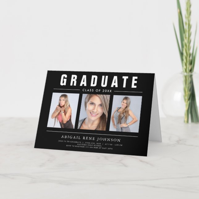 3 Photo Studenten Collage Student Black & White Meddelande (Framsida)