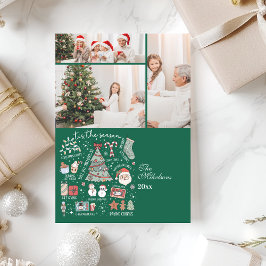 3 Photo Tis The Season Retro Green Christmas Julkort