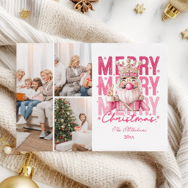 3 Photo Vintage Pink Nutcracker Christmas  Julkort