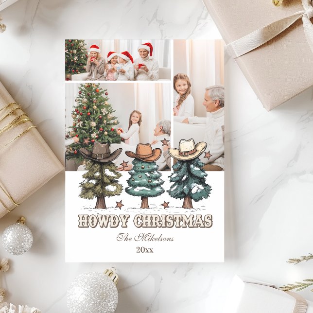 3 photo Western Howdy Christmas Julkort (Skapare uppladdad)