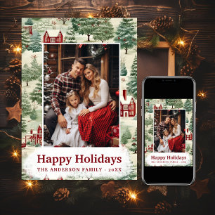3 Photo Woodland Cute Rustic Land jul Julkort