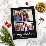 3 Photos Collage Cute Script God jul Black Vykort<br><div class="desc">3 Photos Collage Cute Script God jul Black-vykort</div>