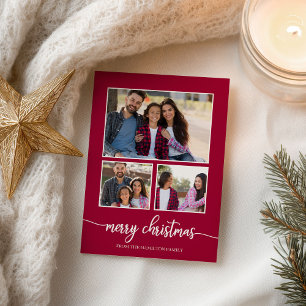 3 Photos Collage Cute Script God jul Vykort