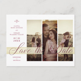 3 Photos Couple in Love Simple Elegant Script Vykort