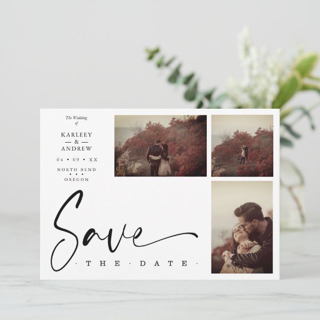 3 Photos White Chic Trendy Collage Wedding Covid19 (Stående Fram)