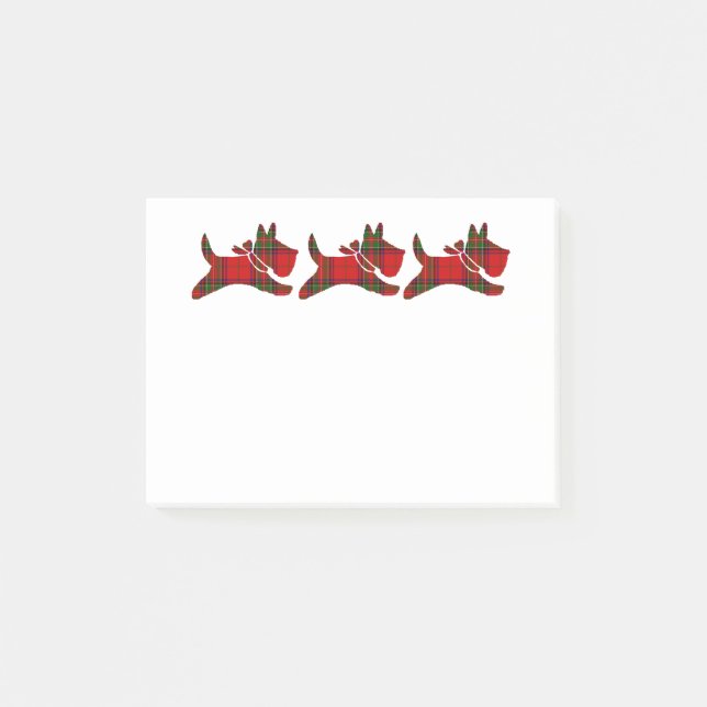 3 plädScotties personifierar Post-it Block (Framsida)