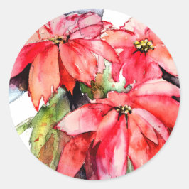 3 Poinsettias julklistermärken Runt Klistermärke