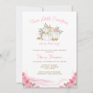 3 Pumpor på Way Fall Girl Triplets Baby Shower Inbjudningar