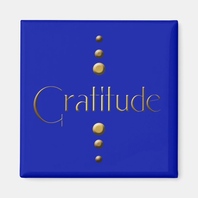 3 punkter Guld block Gratitude & Blue Background Magnet (Framsidan)
