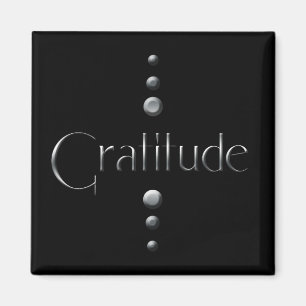 3 punkter Silver block Gatitude & Black Background Magnet