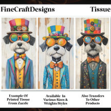 3 Quirky Steampunk Schnauzer Hundar DDE5 Decoupage