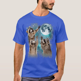 3 Raccoon Måne Howling Raccoon Funny Gift För mana T Shirt