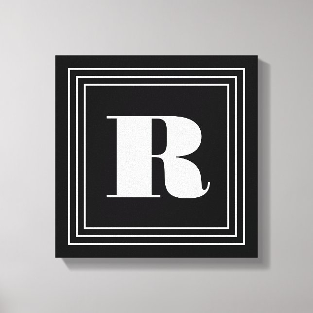 3 Ram Monogram | Svart & Vitt Canvastryck (Framsida)