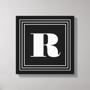 3 Ram Monogram Svartvitt Canvastryck