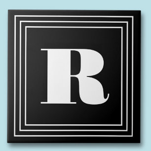 3 Ram Monogram Svartvitt Kakelplatta