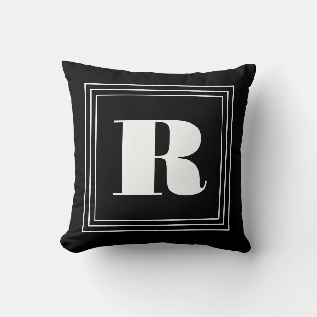 3 Ram Monogram | Svartvitt Kudde (Framsida)