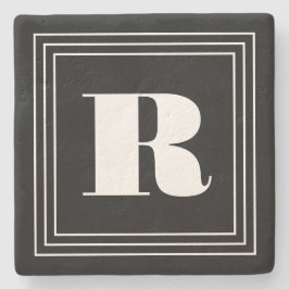 3 Ram Monogram | Svartvitt Stenunderlägg