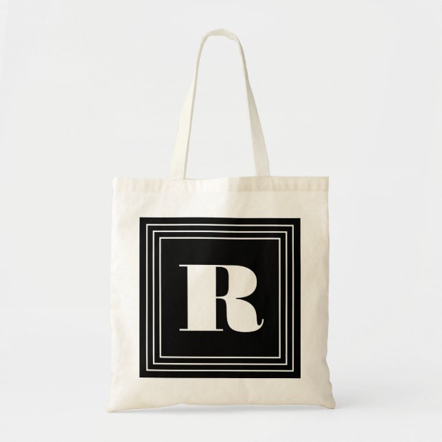 3 Ram Monogram | Svartvitt Tygkasse (Framsidan)