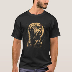 3 Rasion Måne Howling Raccoon Humor Meme Animals T Shirt