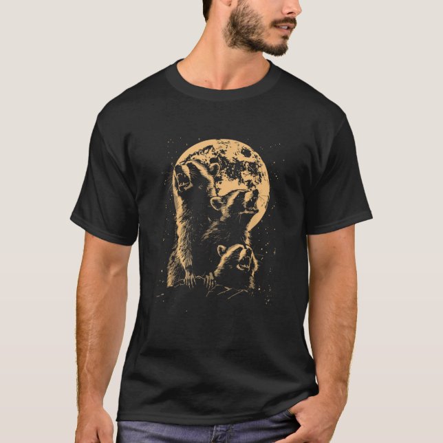 3 Rasion Måne Howling Raccoon Humor Meme Animals T T Shirt (Framsida)