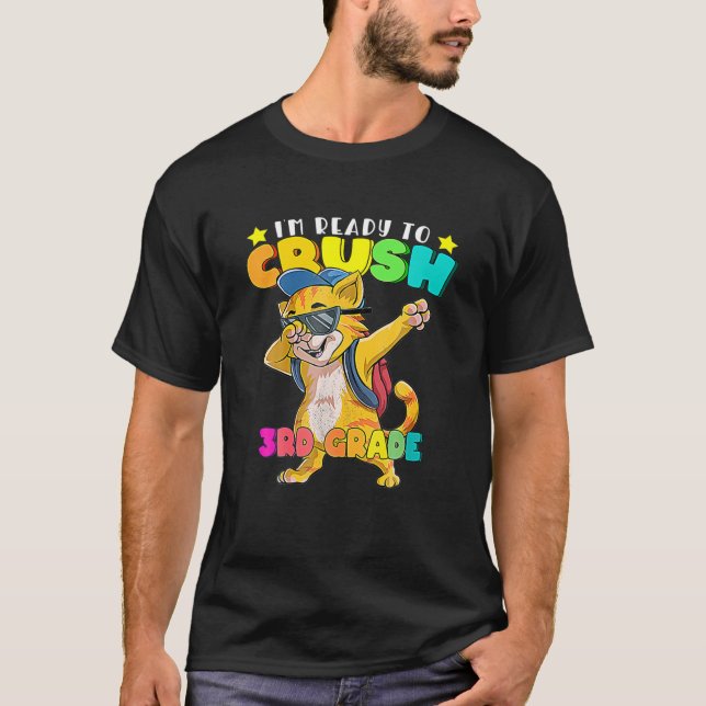 3 Rd Klass Dabbing Cat Back o School Boys Girls Gi T Shirt (Framsida)