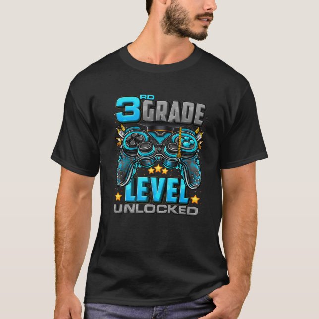 3 RD Klass-nivå olåst Back to school 3Rd Klass T Shirt (Framsida)