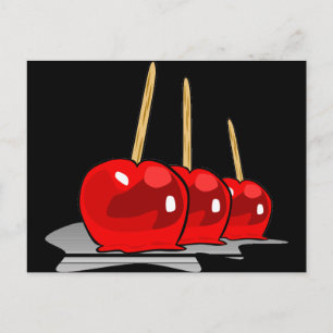 3 Red Candy Apples Vykort