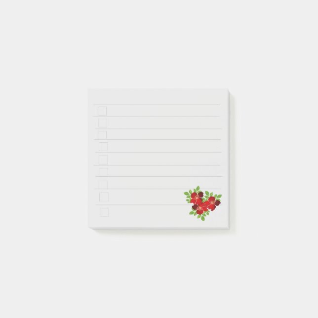 3 Red Flowers Post-it Notes Block (Framsida)