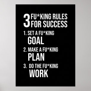 3 Regler för framgång - Motivering för hård Tuff Poster
