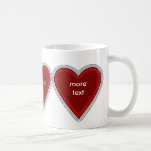 3 retro röda hjärtor på en mugg för din text