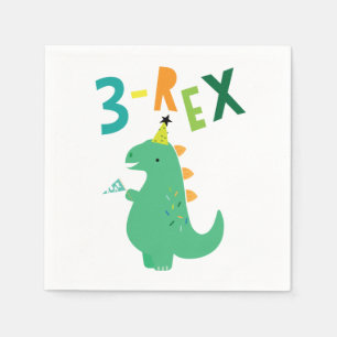 3-Rex Dinosaur 3:e födelsedagen party Napkins Pappersservett