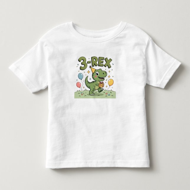 3-Rex Dinosaur 3:e födelsedagen Småbarn T-Shirt -  (Framsida)