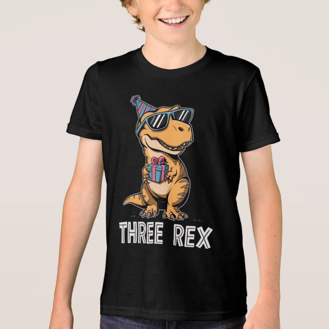 3 Rex Dinosaur 3:e födelsedagstjukstjejen 3 Rex T Shirt (Framsida)