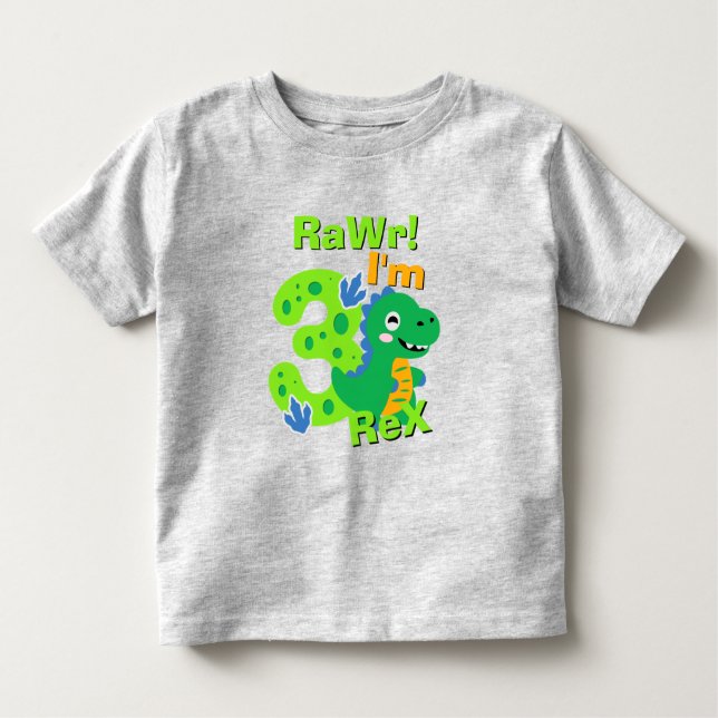 3 Rex Dinosaur Birthday Shirt T (Framsida)