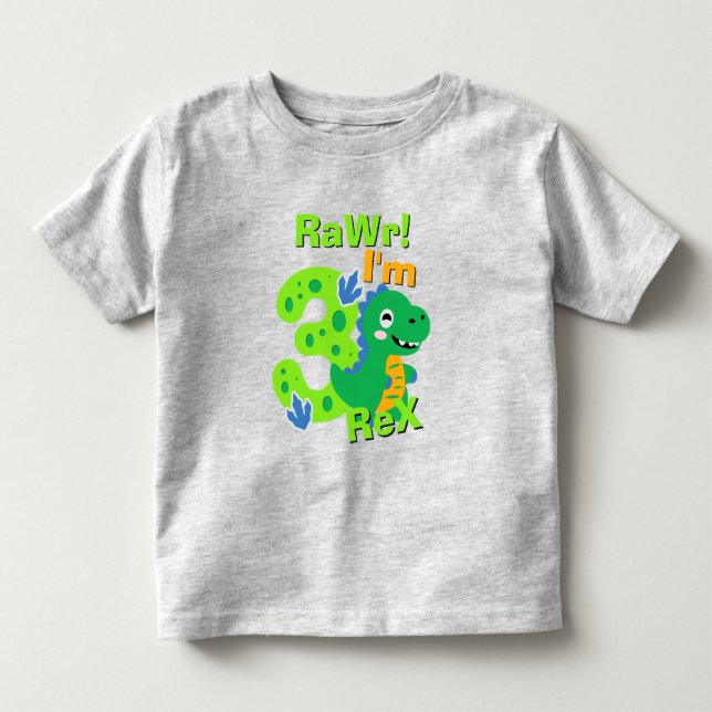 3 Rex Dinosaur Birthday Shirt T Shirt (Framsida)