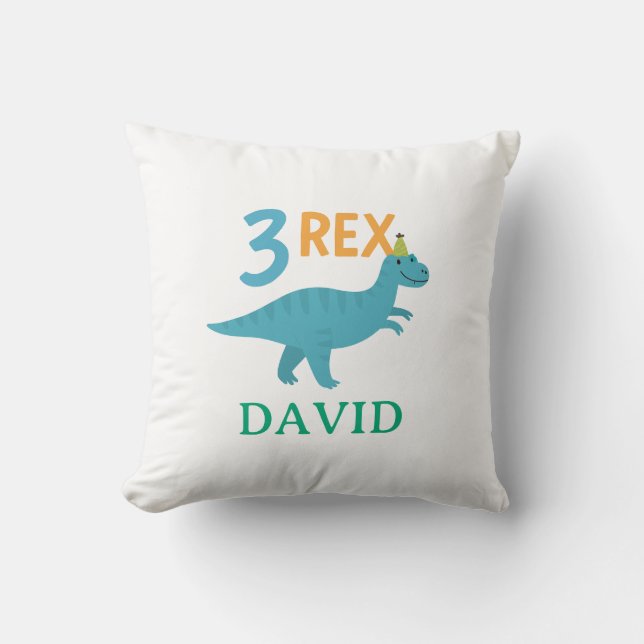 3 Rex Dinosaur Födelsedagsdesign Kudde (Framsida)