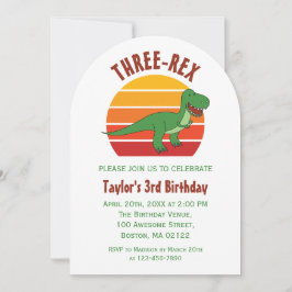 3 Rex Dinosaur Roligt Kön Neutral 3: e födelsedage Inbjudningar