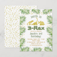 3 Rex Dinosaur Tropical Greenery Boy 3rd Birthday