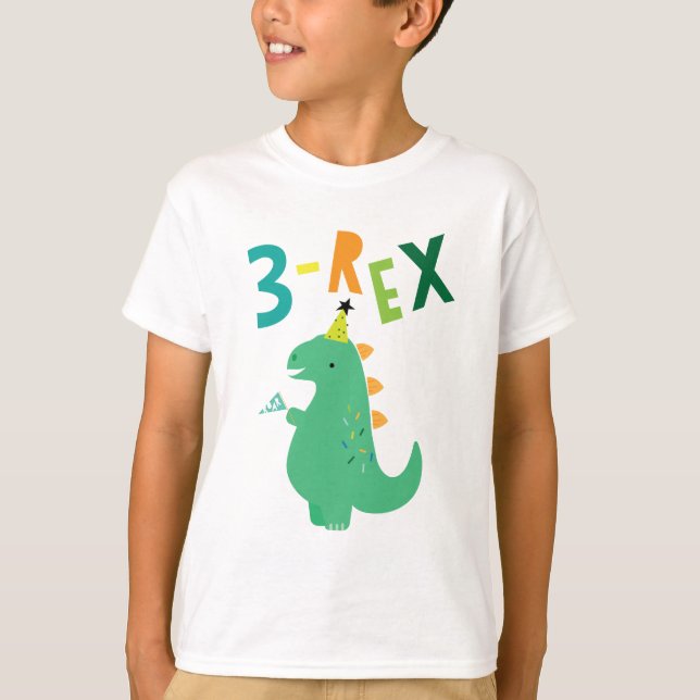 3-Rex födelsedagsfärd T Shirt (Framsida)