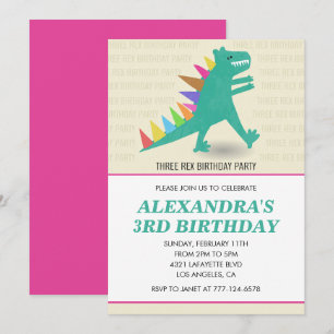 3 rex inbjudningar flicka 3 år gammal tredje dino