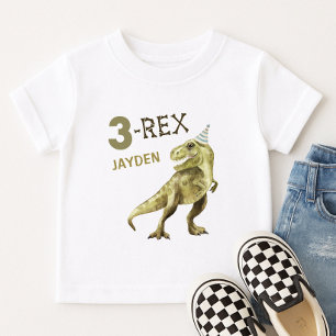 3-Rex Söt Dinosaurie Tre Rex Födelsedagsfest Namn T Shirt